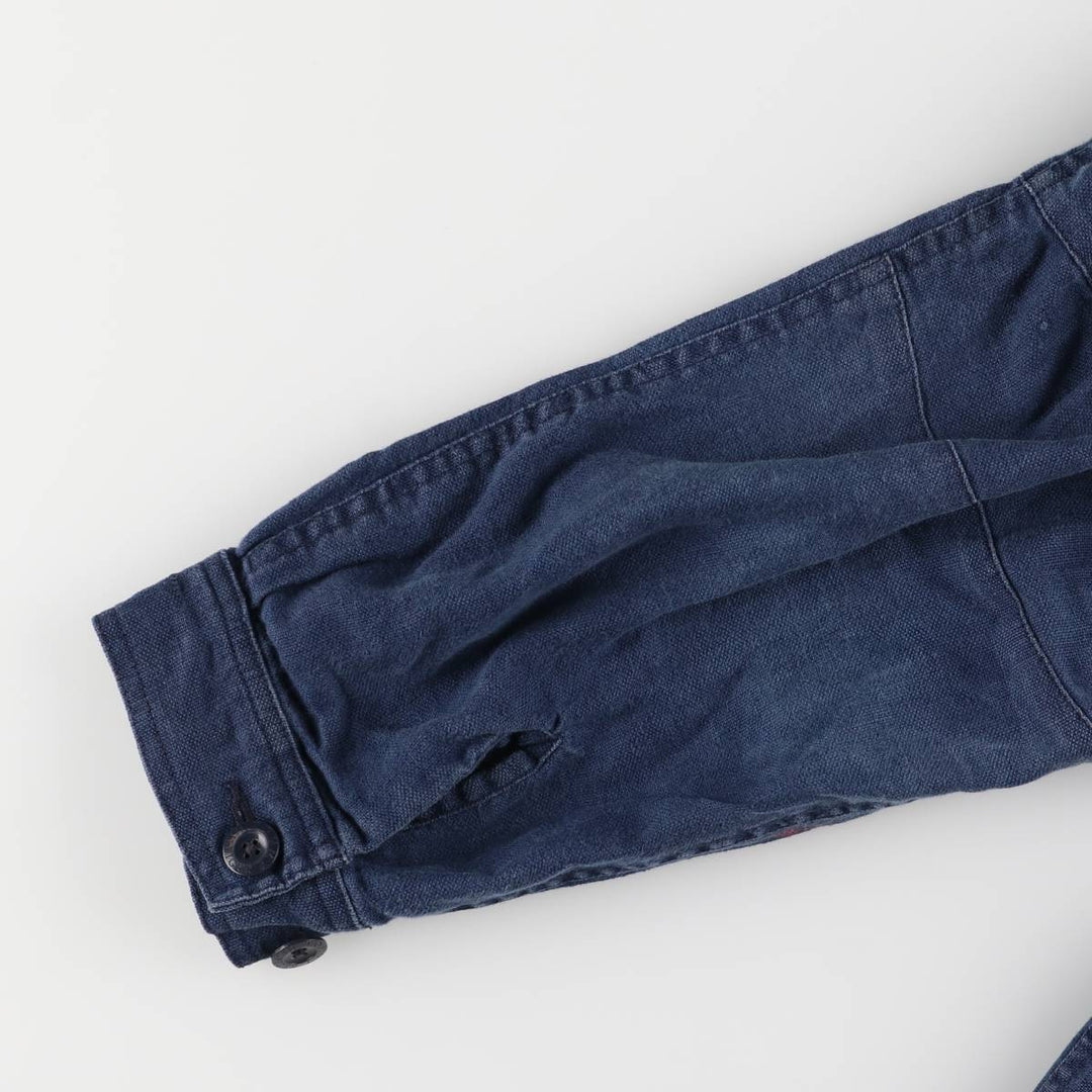 2000'S Tommy Hilfiger Half-Button Pullover Linen Parka, Men's Size XL linen navy blue type Vintage Second Hand