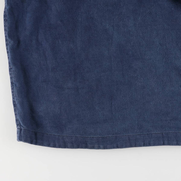 2000'S Tommy Hilfiger Half-Button Pullover Linen Parka, Men's Size XL linen navy blue type Vintage Second Hand