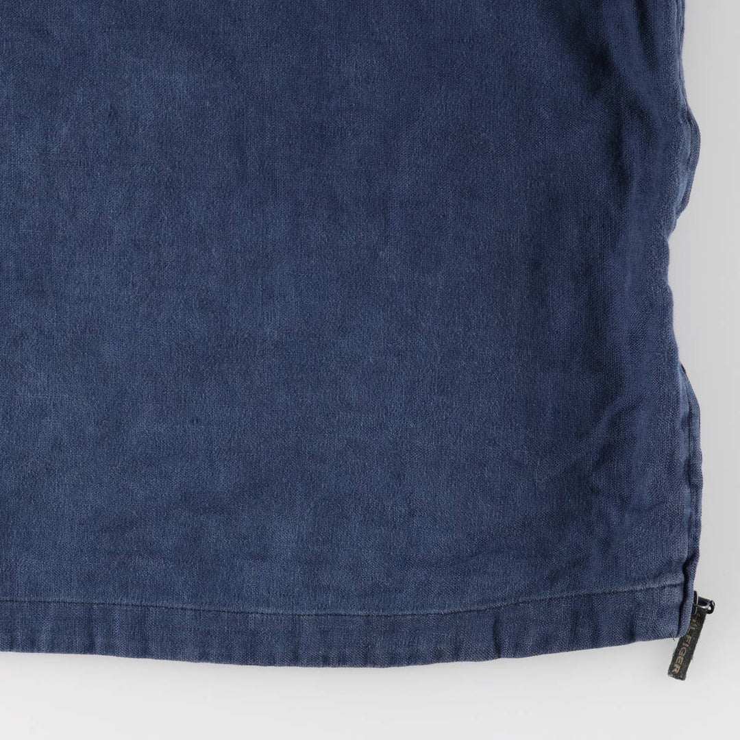 2000'S Tommy Hilfiger Half-Button Pullover Linen Parka, Men's Size XL linen navy blue type Vintage Second Hand