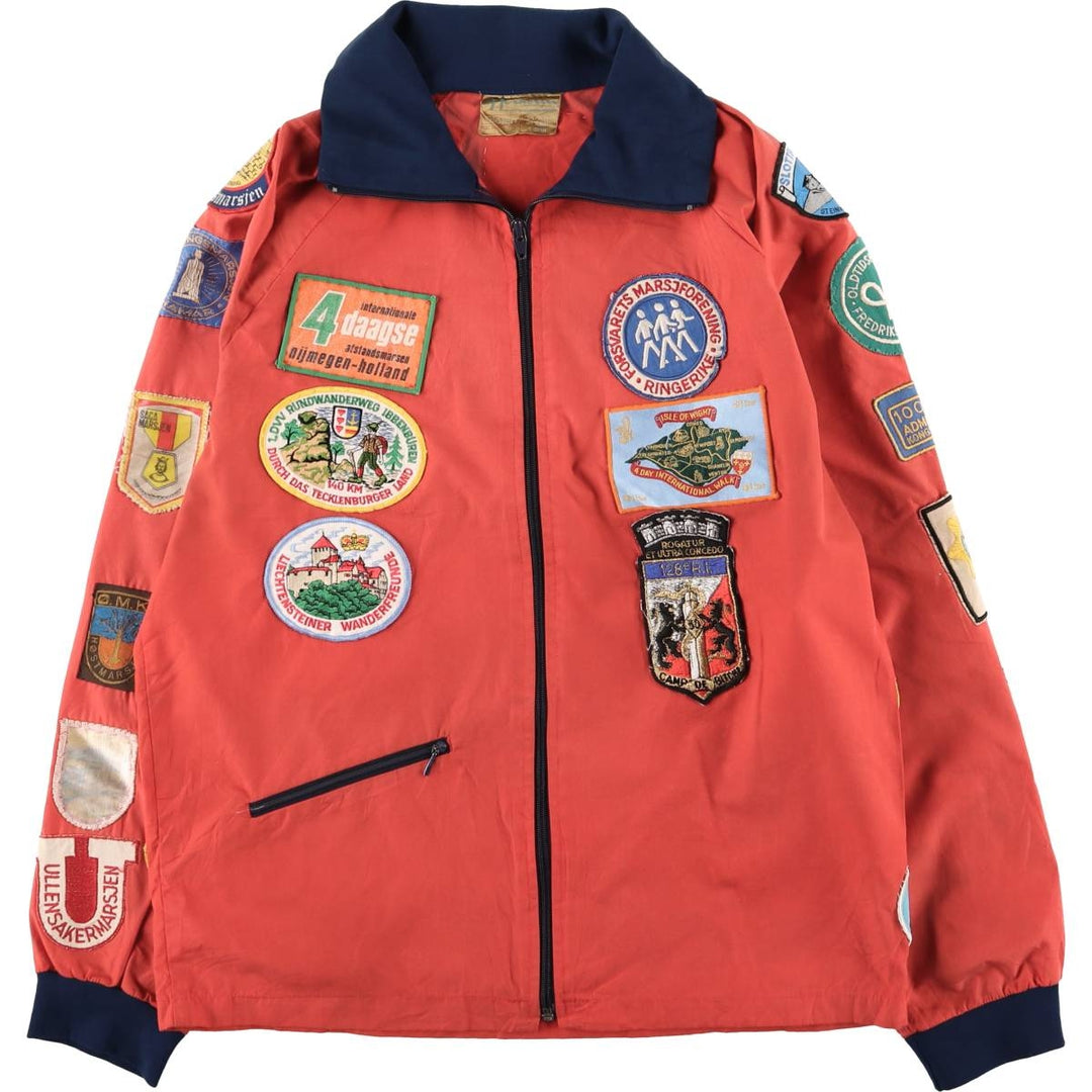 Custom zip-up jacket, men's size small, vintage polyester red type Vintage Second Hand