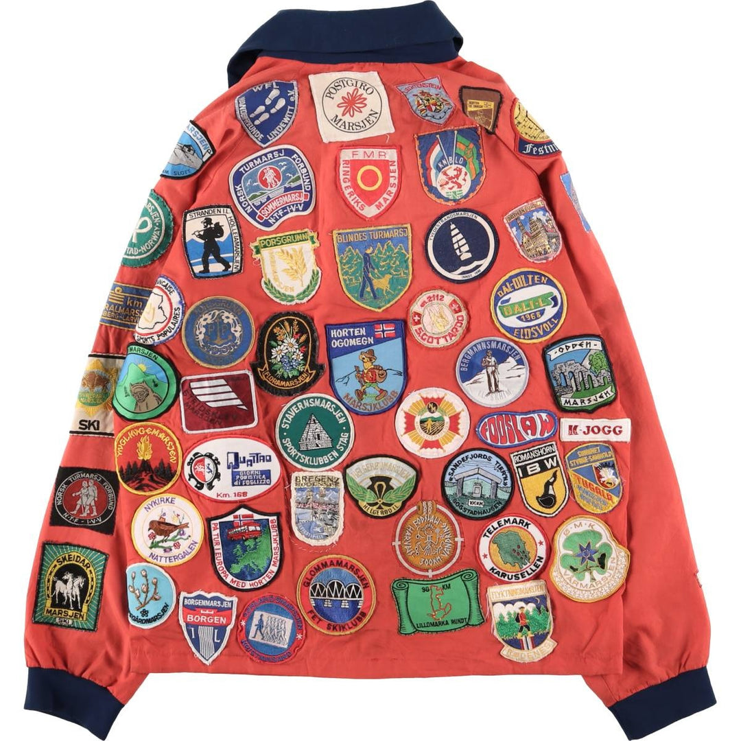 Custom zip-up jacket, men's size small, vintage polyester red type Vintage Second Hand