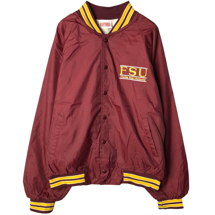 Vintage 1980'S Hartwell College Nylon Varsity Jacket, Size XL, Men's unclear wine-red Vintage Second Hand