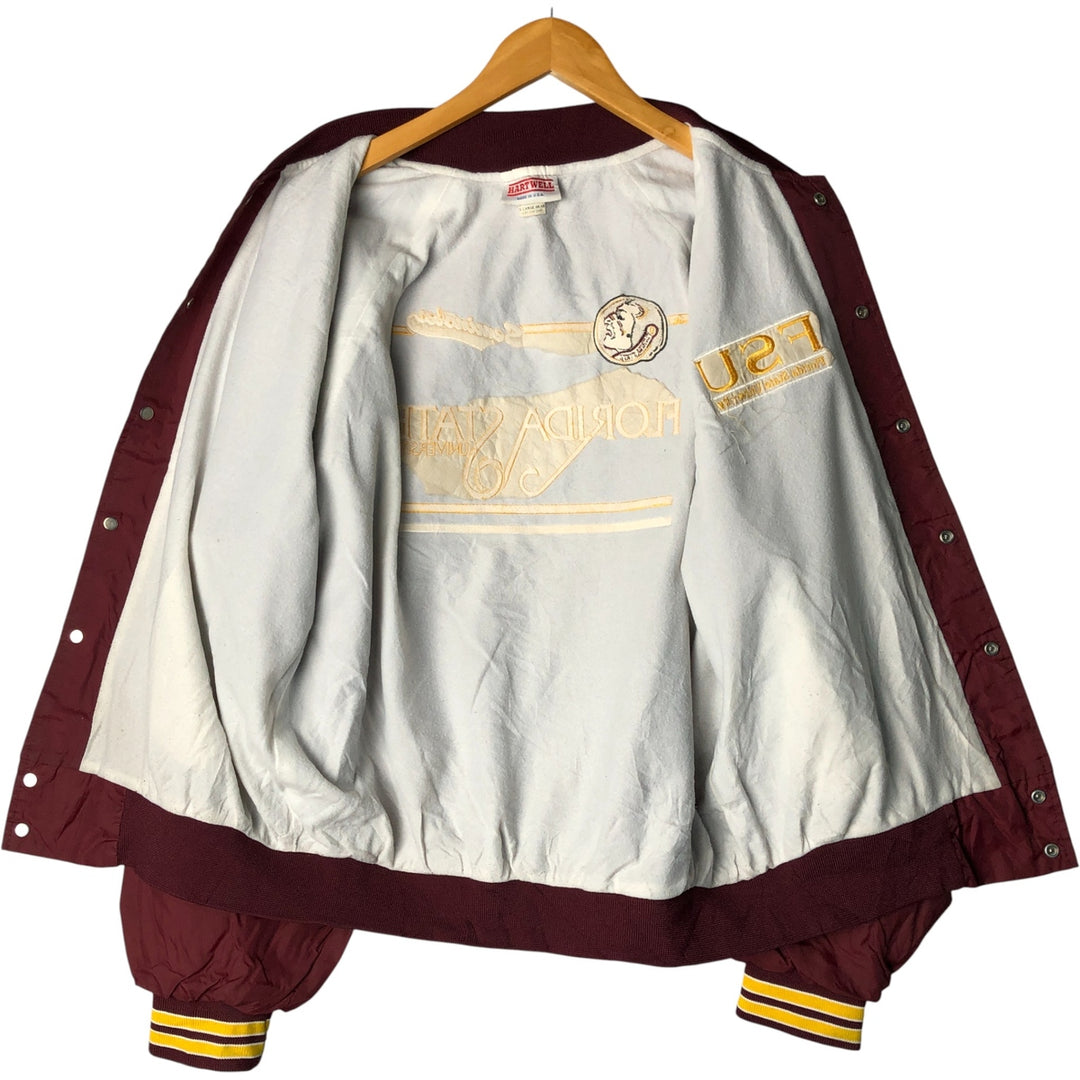 Vintage 1980'S Hartwell College Nylon Varsity Jacket, Size XL, Men's unclear wine-red Vintage Second Hand