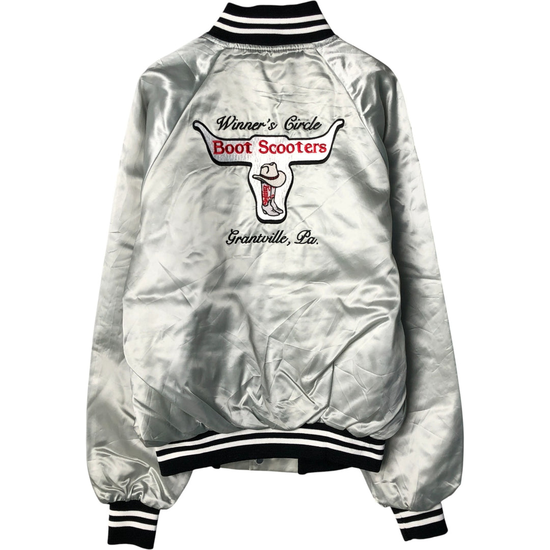 90'S AUBURN Nylon Varsity Jacket, Award Jacket, Made in USA, Men's Size Medium, Vintage Nylon Silver type Vintage Second Hand