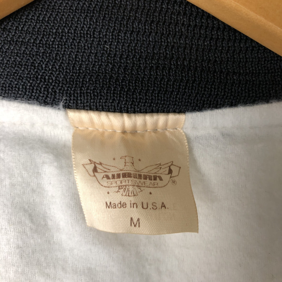 90'S AUBURN Nylon Varsity Jacket, Award Jacket, Made in USA, Men's Size Medium, Vintage Nylon Silver type Vintage Second Hand