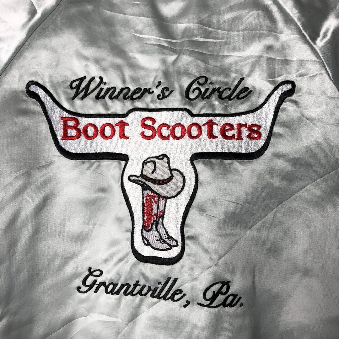 90'S AUBURN Nylon Varsity Jacket, Award Jacket, Made in USA, Men's Size Medium, Vintage Nylon Silver type Vintage Second Hand