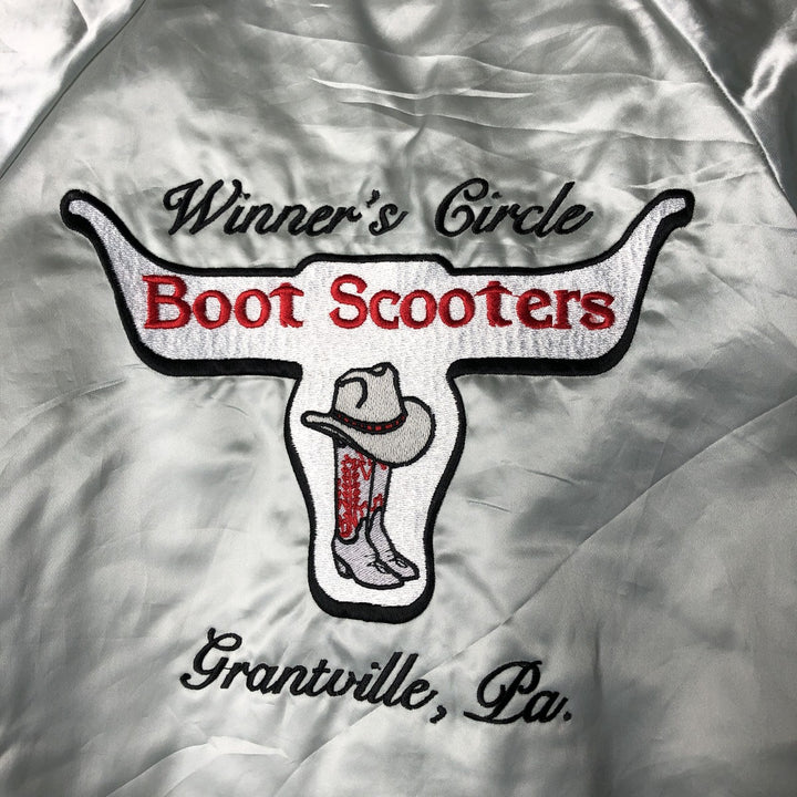 90'S AUBURN Nylon Varsity Jacket, Award Jacket, Made in USA, Men's Size Medium, Vintage Nylon Silver type Vintage Second Hand