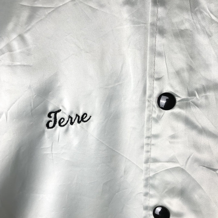 90'S AUBURN Nylon Varsity Jacket, Award Jacket, Made in USA, Men's Size Medium, Vintage Nylon Silver type Vintage Second Hand