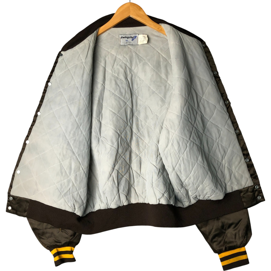 Vintage 1980'S Swingster Padded Nylon Varsity Jacket, Men's Size XL Nylon brown type Vintage Second Hand