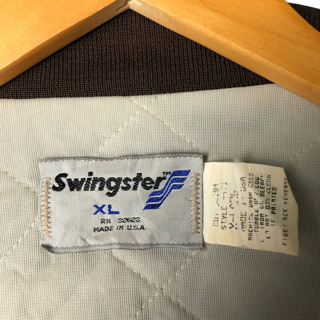 Vintage 1980'S Swingster Padded Nylon Varsity Jacket, Men's Size XL Nylon brown type Vintage Second Hand