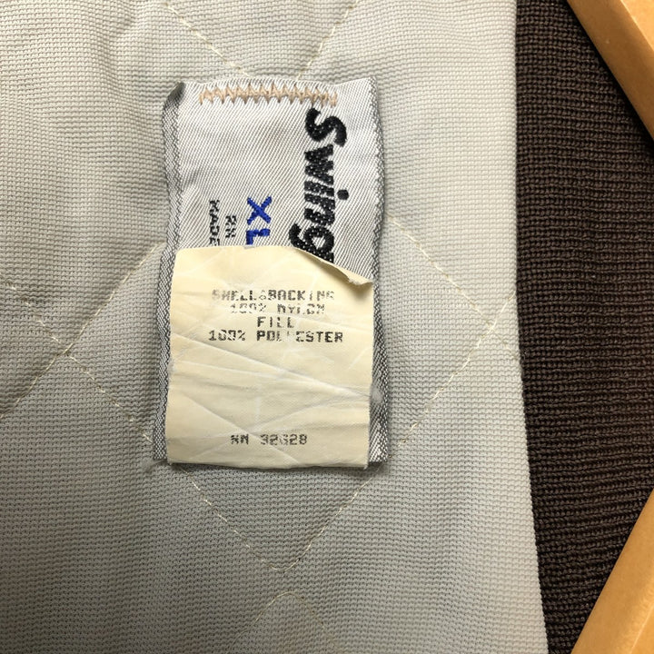 Vintage 1980'S Swingster Padded Nylon Varsity Jacket, Men's Size XL Nylon brown type Vintage Second Hand