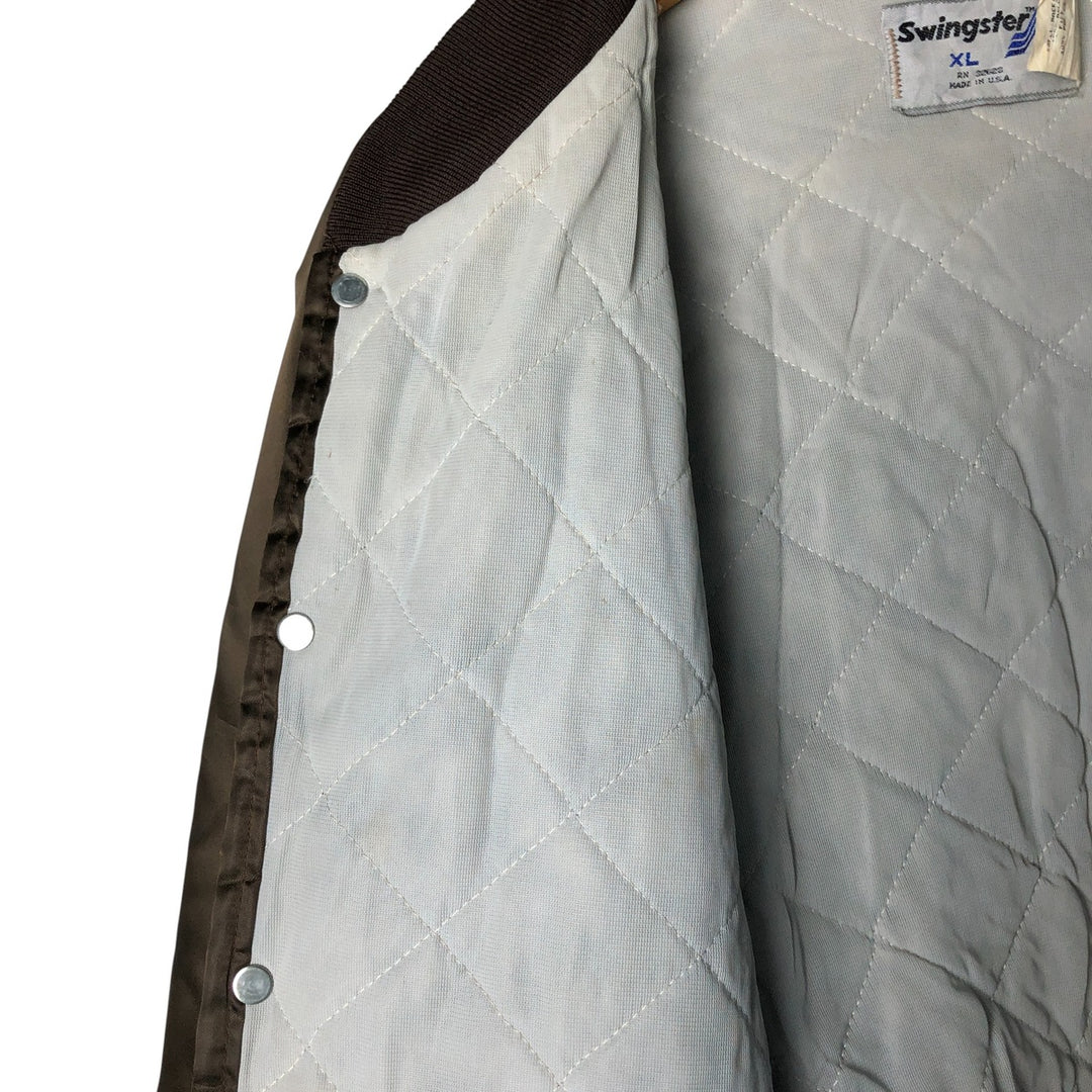 Vintage 1980'S Swingster Padded Nylon Varsity Jacket, Men's Size XL Nylon brown type Vintage Second Hand