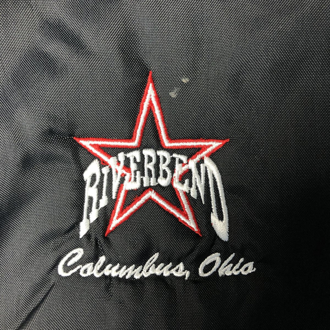 90'S RENNOC Padded Nylon Varsity Jacket, Award Jacket, Made in USA, Men's XL, Vintage Nylon black type Vintage Second Hand