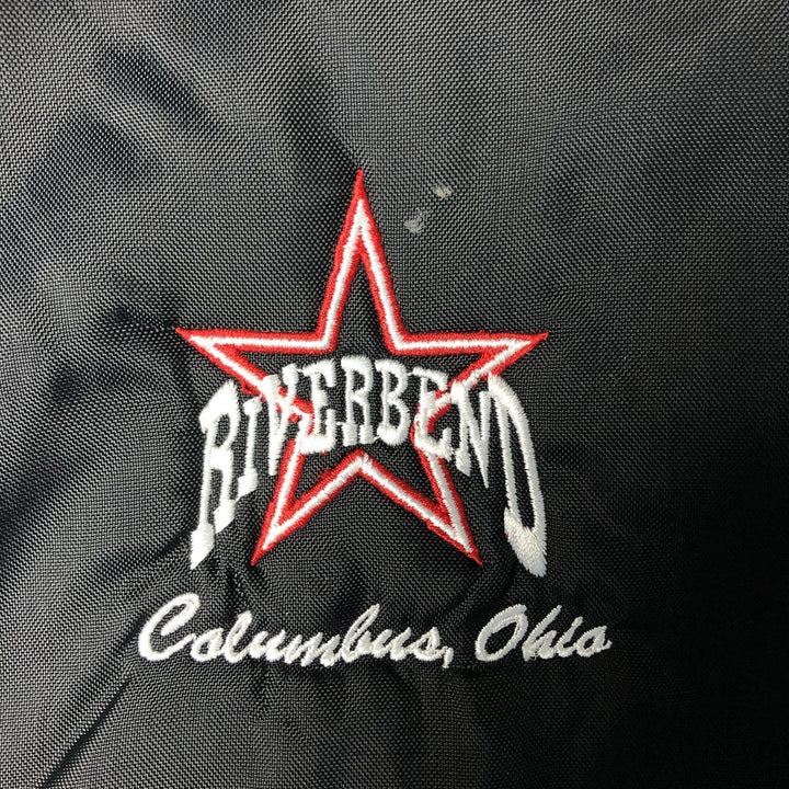 90'S RENNOC Padded Nylon Varsity Jacket, Award Jacket, Made in USA, Men's XL, Vintage Nylon black type Vintage Second Hand