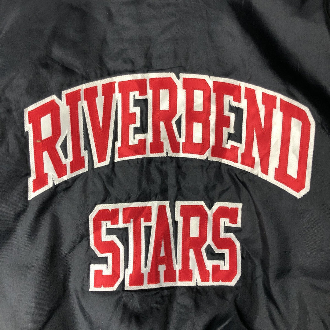 90'S RENNOC Padded Nylon Varsity Jacket, Award Jacket, Made in USA, Men's XL, Vintage Nylon black type Vintage Second Hand