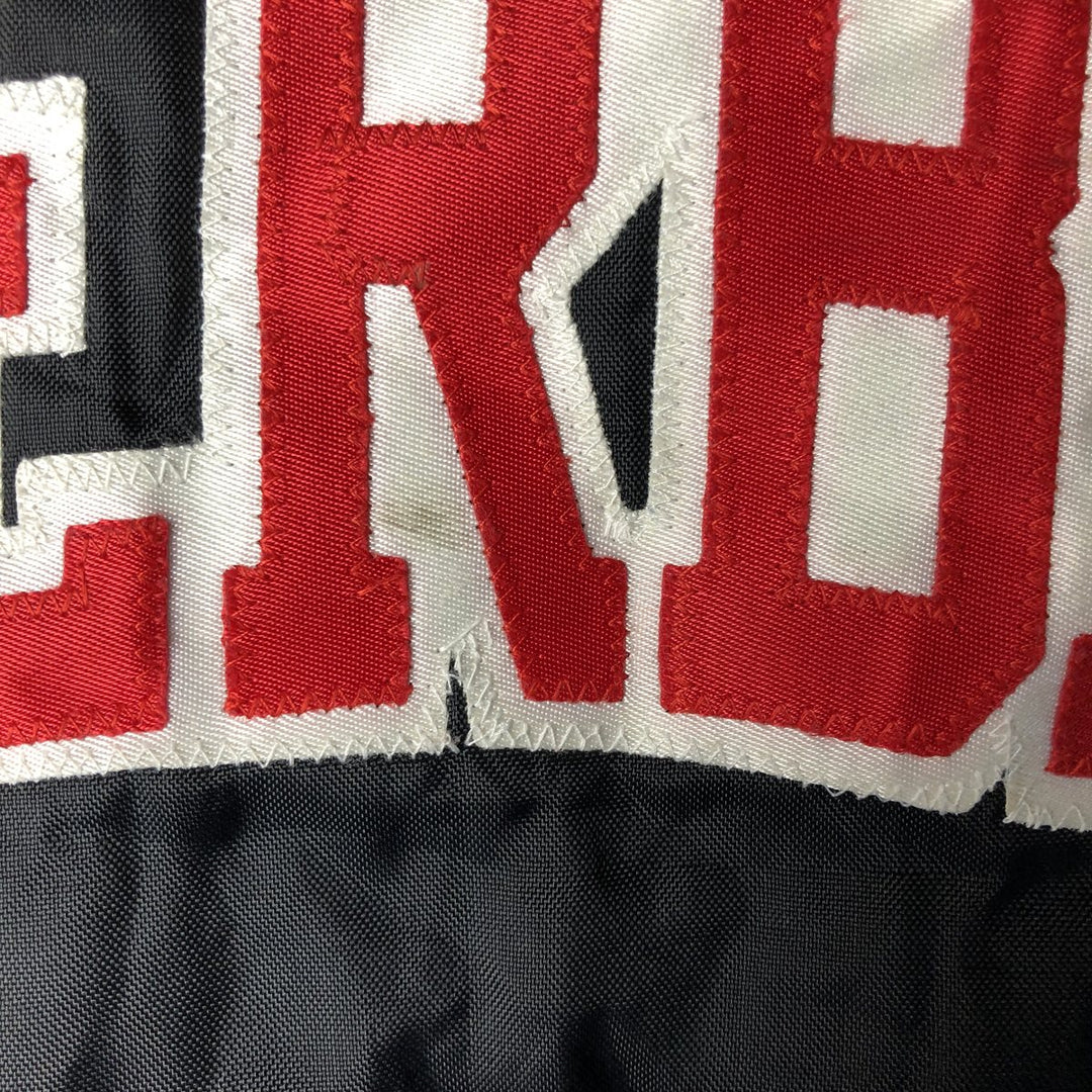 90'S RENNOC Padded Nylon Varsity Jacket, Award Jacket, Made in USA, Men's XL, Vintage Nylon black type Vintage Second Hand