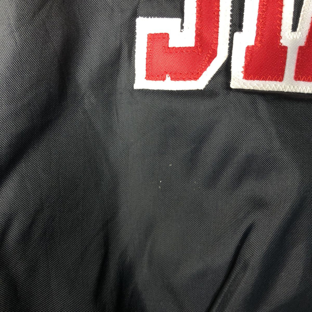 90'S RENNOC Padded Nylon Varsity Jacket, Award Jacket, Made in USA, Men's XL, Vintage Nylon black type Vintage Second Hand