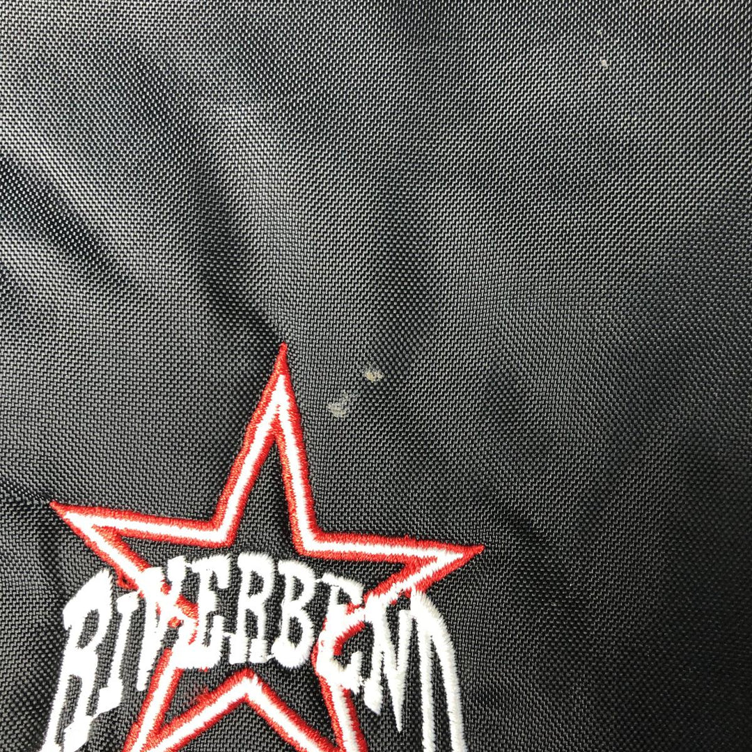 90'S RENNOC Padded Nylon Varsity Jacket, Award Jacket, Made in USA, Men's XL, Vintage Nylon black type Vintage Second Hand