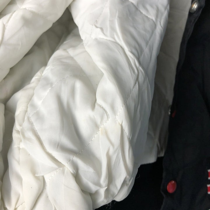 90'S RENNOC Padded Nylon Varsity Jacket, Award Jacket, Made in USA, Men's XL, Vintage Nylon black type Vintage Second Hand