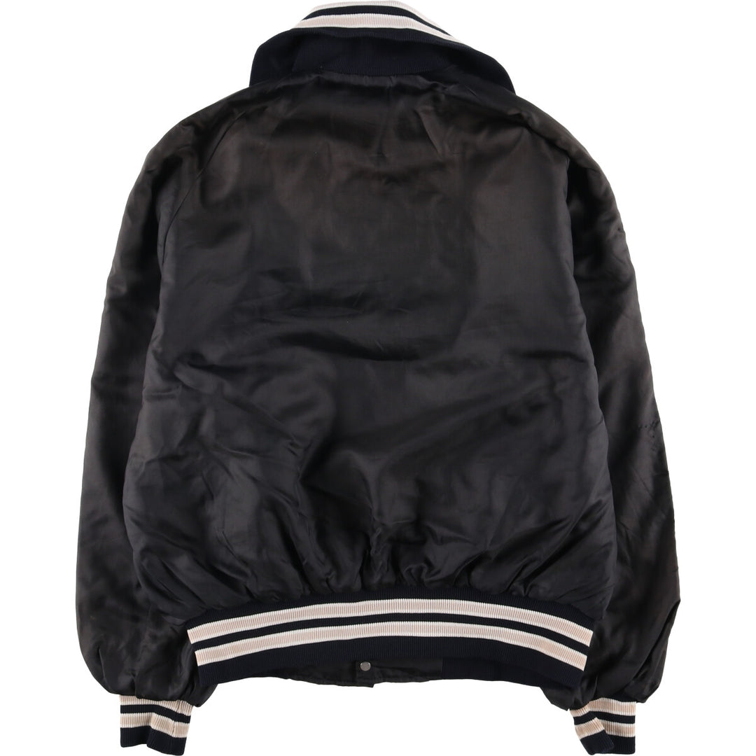 Vintage 1980'S TROPHY JACKETS padded collared nylon stadium jacket, men's size L. unclear black type Vintage Second Hand