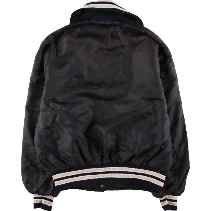 Vintage 1980'S TROPHY JACKETS padded collared nylon stadium jacket, men's size L. unclear black type Vintage Second Hand