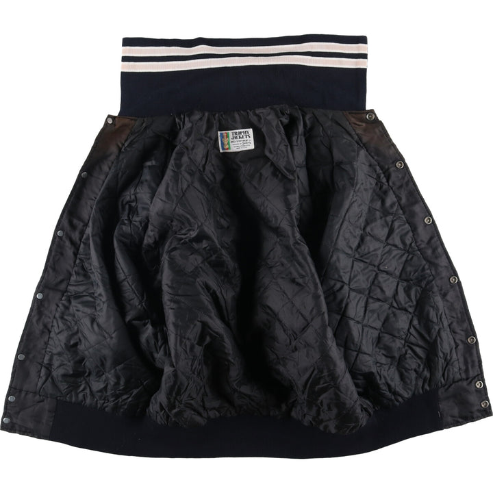 Vintage 1980'S TROPHY JACKETS padded collared nylon stadium jacket, men's size L. unclear black type Vintage Second Hand