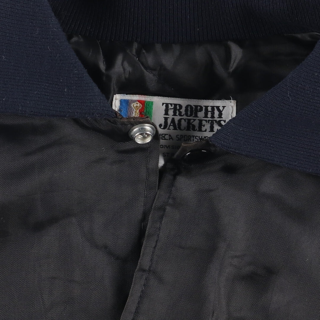 Vintage 1980'S TROPHY JACKETS padded collared nylon stadium jacket, men's size L. unclear black type Vintage Second Hand