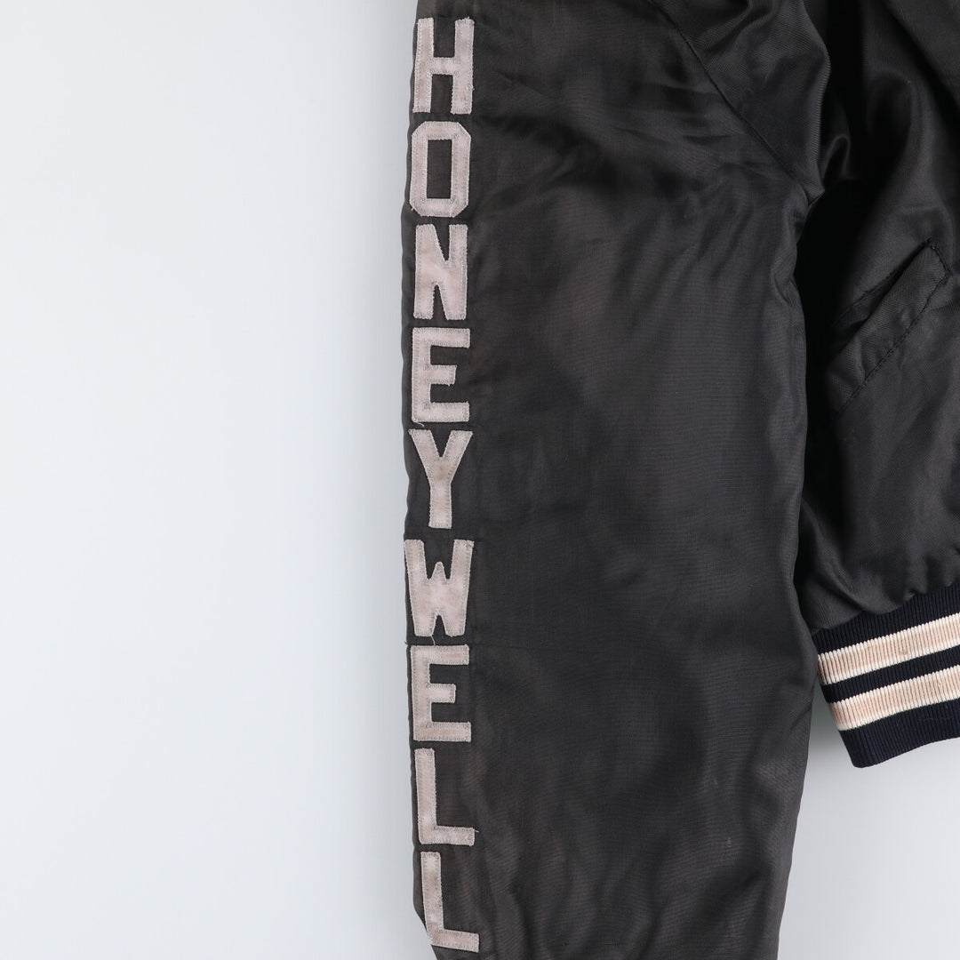 Vintage 1980'S TROPHY JACKETS padded collared nylon stadium jacket, men's size L. unclear black type Vintage Second Hand