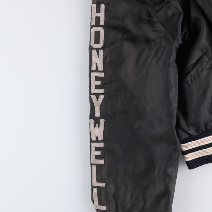 Vintage 1980'S TROPHY JACKETS padded collared nylon stadium jacket, men's size L. unclear black type Vintage Second Hand