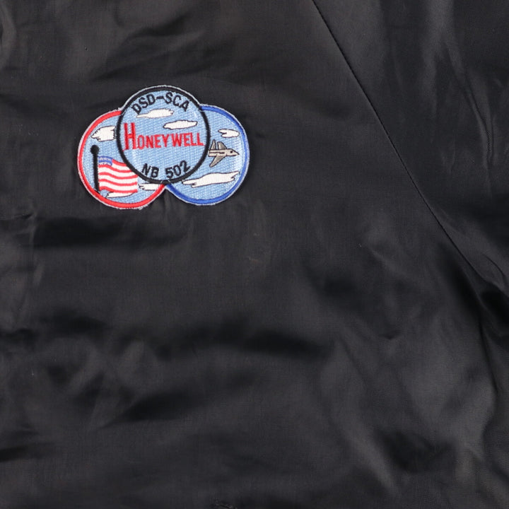 Vintage 1980'S TROPHY JACKETS padded collared nylon stadium jacket, men's size L. unclear black type Vintage Second Hand