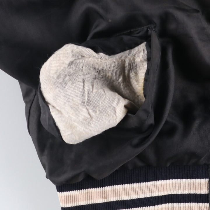 Vintage 1980'S TROPHY JACKETS padded collared nylon stadium jacket, men's size L. unclear black type Vintage Second Hand