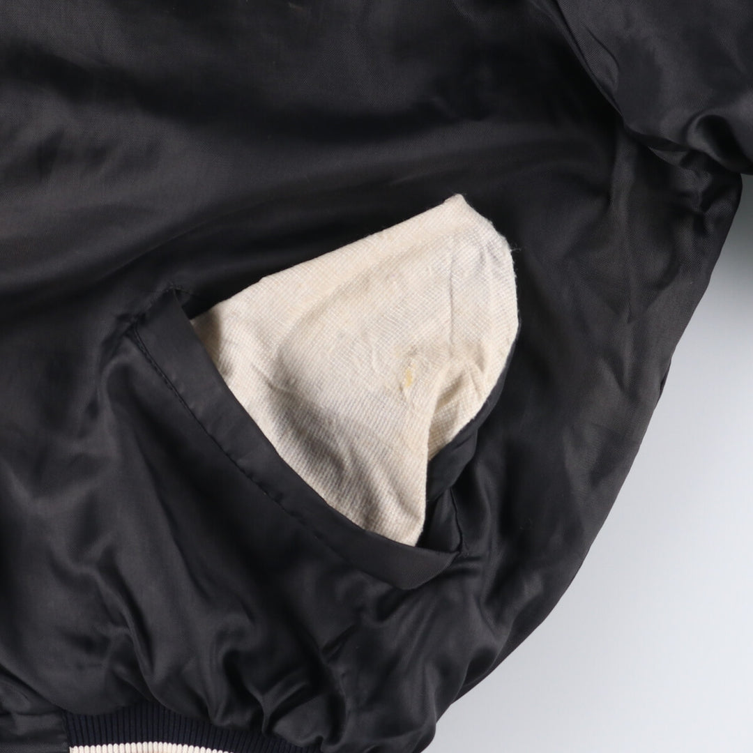 Vintage 1980'S TROPHY JACKETS padded collared nylon stadium jacket, men's size L. unclear black type Vintage Second Hand