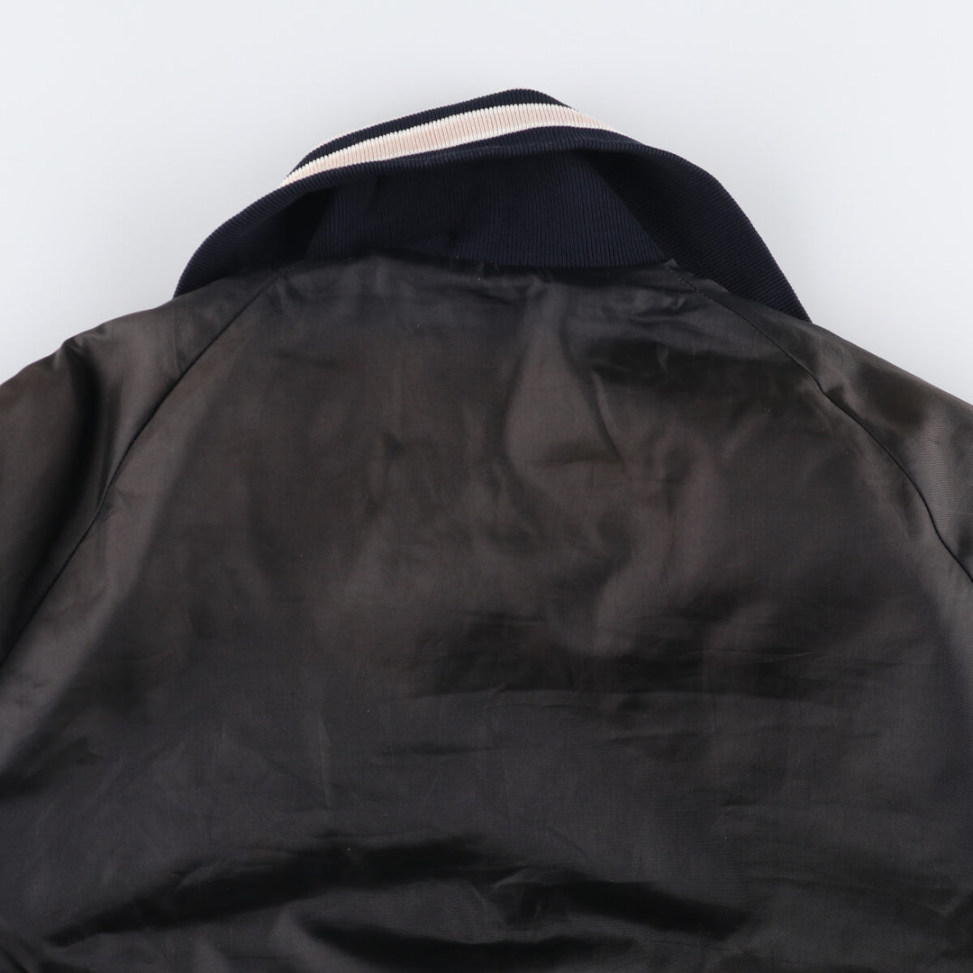 Vintage 1980'S TROPHY JACKETS padded collared nylon stadium jacket, men's size L. unclear black type Vintage Second Hand