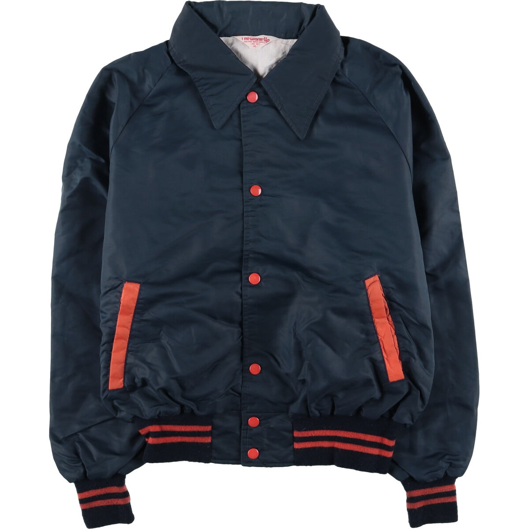 Vintage 1970'S "The Warm-Up" Collared Nylon Varsity Jacket, Men's Size XL unclear navy blue type Vintage Second Hand