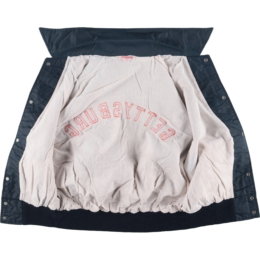 Vintage 1970'S "The Warm-Up" Collared Nylon Varsity Jacket, Men's Size XL unclear navy blue type Vintage Second Hand