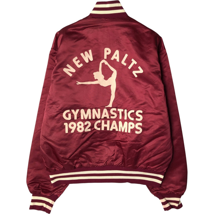 Vintage 1980'S Viking nylon varsity jacket, award jacket, made in the USA, size L, men's unclear Purple type red-purple Vintage Second Hand