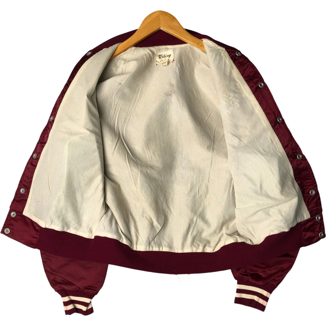 Vintage 1980'S Viking nylon varsity jacket, award jacket, made in the USA, size L, men's unclear Purple type red-purple Vintage Second Hand
