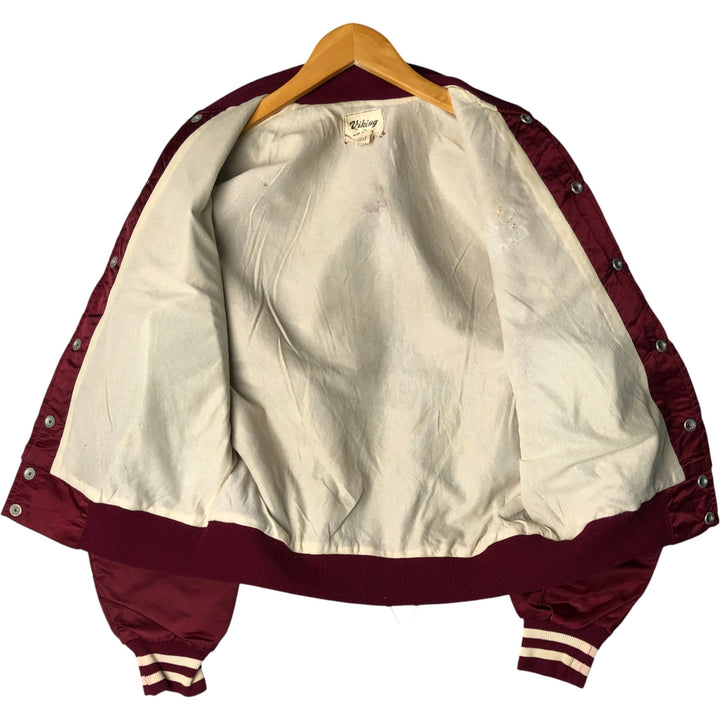 Vintage 1980'S Viking nylon varsity jacket, award jacket, made in the USA, size L, men's unclear Purple type red-purple Vintage Second Hand