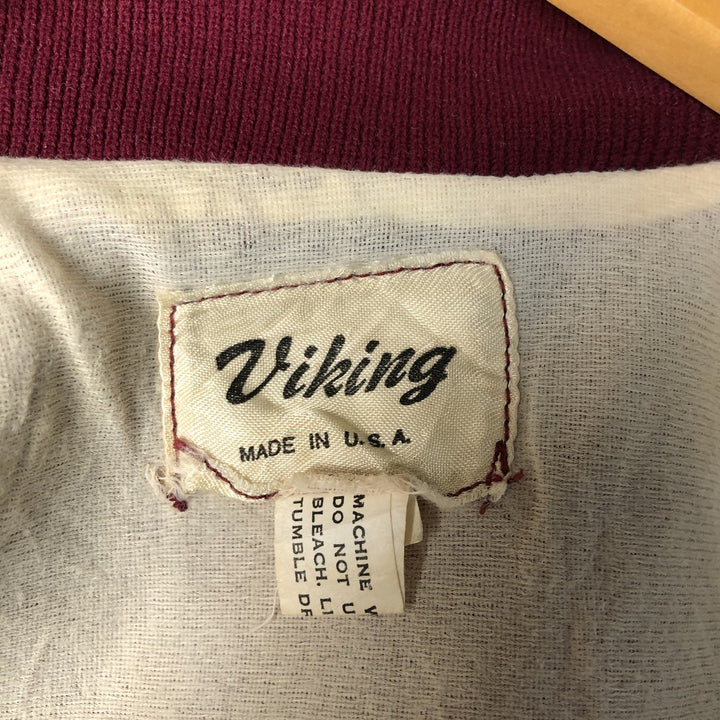 Vintage 1980'S Viking nylon varsity jacket, award jacket, made in the USA, size L, men's unclear Purple type red-purple Vintage Second Hand