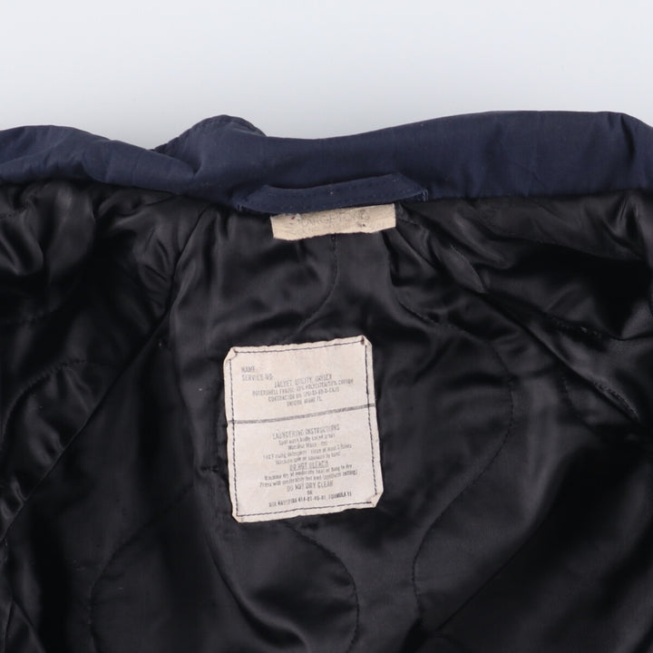 1980'S US Navy Military Utility Jacket, Made in USA, Large polyester navy blue type Vintage Second Hand