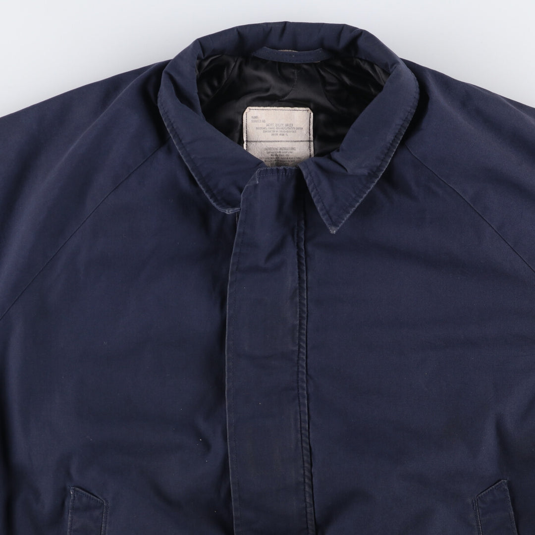 1980'S US Navy Military Utility Jacket, Made in USA, Large polyester navy blue type Vintage Second Hand