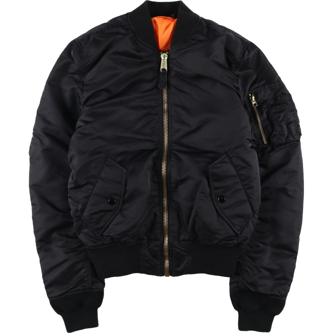 Vintage 1990'S Alpha MA-1 Slim Fit Military Flight Jacket with Padding, Men's Size XS Nylon black type Vintage Second Hand