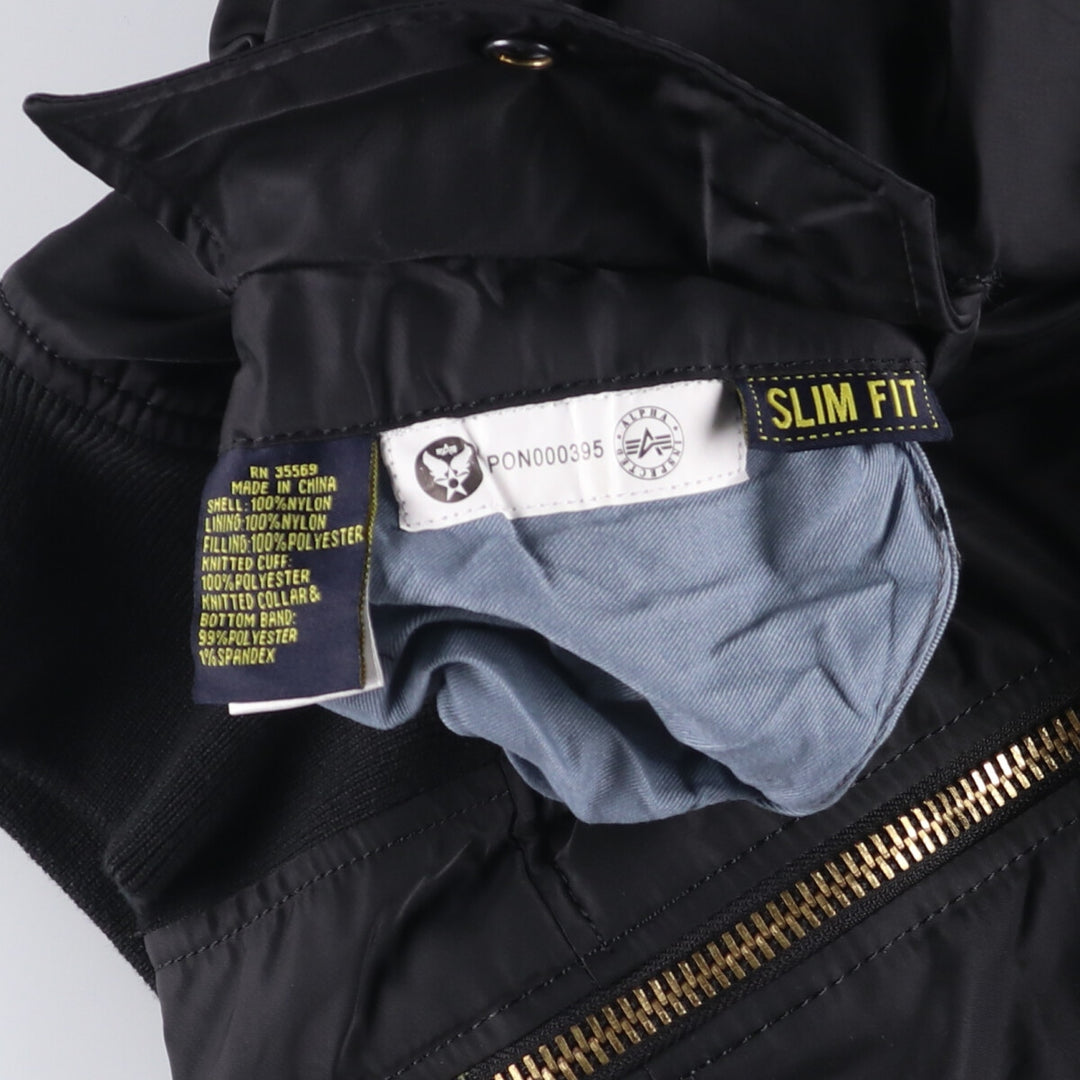 Vintage 1990'S Alpha MA-1 Slim Fit Military Flight Jacket with Padding, Men's Size XS Nylon black type Vintage Second Hand