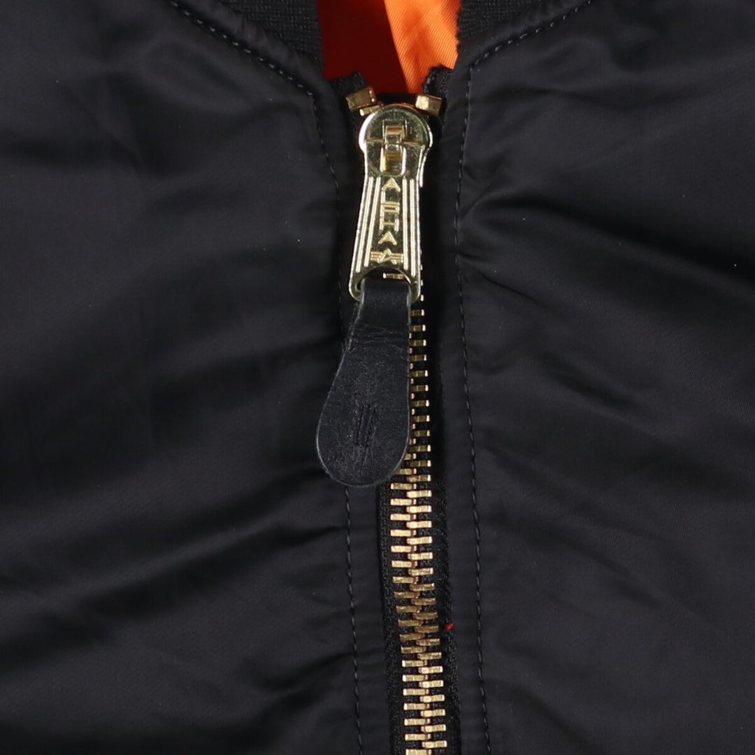 Vintage 1990'S Alpha MA-1 Slim Fit Military Flight Jacket with Padding, Men's Size XS Nylon black type Vintage Second Hand