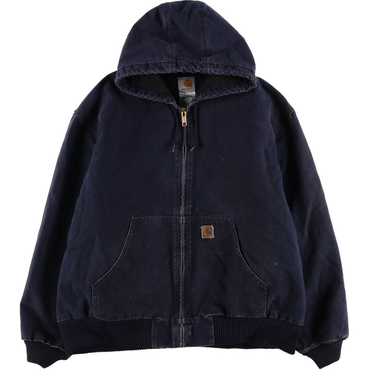 Carhartt Active Jacket, Padded Duck Full-Zip Hoodie, Men's XXL cotton navy blue type Vintage Second Hand