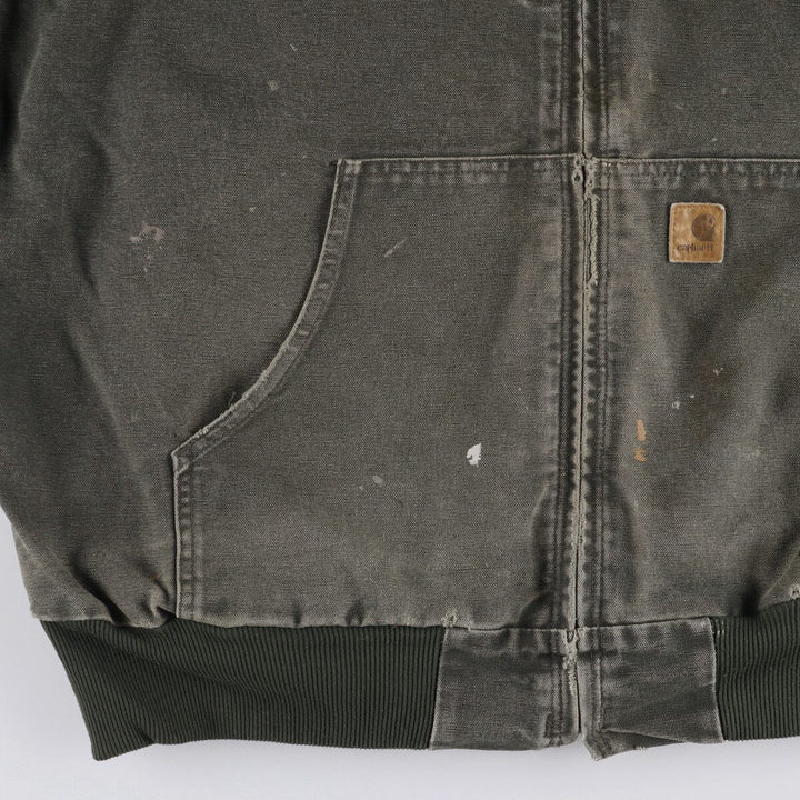 Carhartt Active Jacket Duck Full Zip Hoodie Men's XL cotton Khaki type Vintage Second Hand