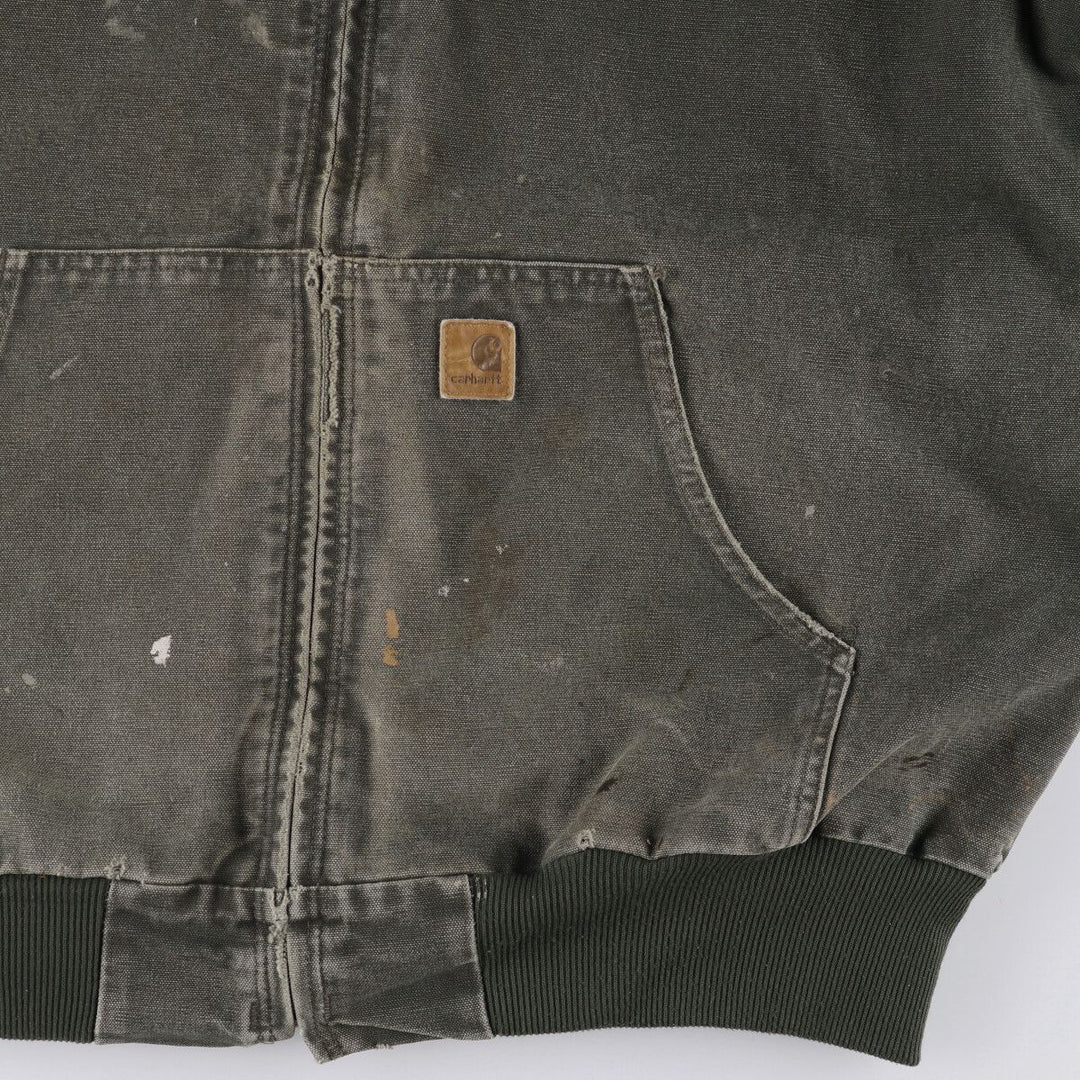 Carhartt Active Jacket Duck Full Zip Hoodie Men's XL cotton Khaki type Vintage Second Hand