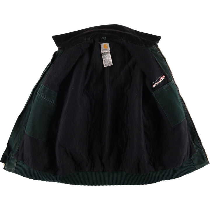 2000'S Carhartt Santa Fe Jacket, padded duckwork blouson, men's size L cotton green type Vintage Second Hand
