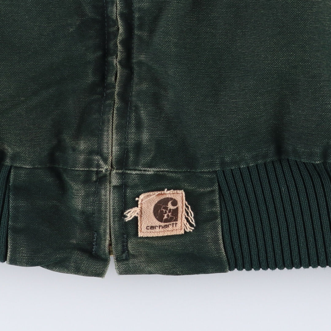 2000'S Carhartt Santa Fe Jacket, padded duckwork blouson, men's size L cotton green type Vintage Second Hand