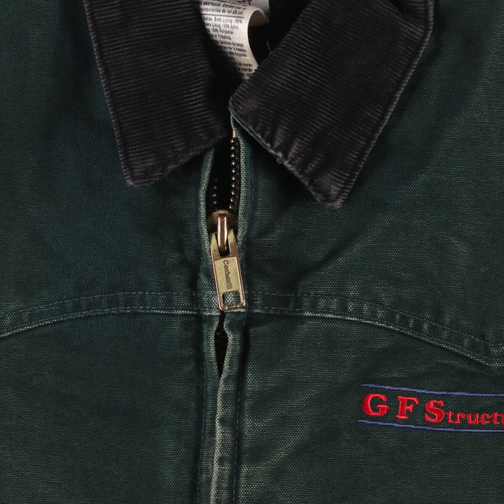 2000'S Carhartt Santa Fe Jacket, padded duckwork blouson, men's size L cotton green type Vintage Second Hand